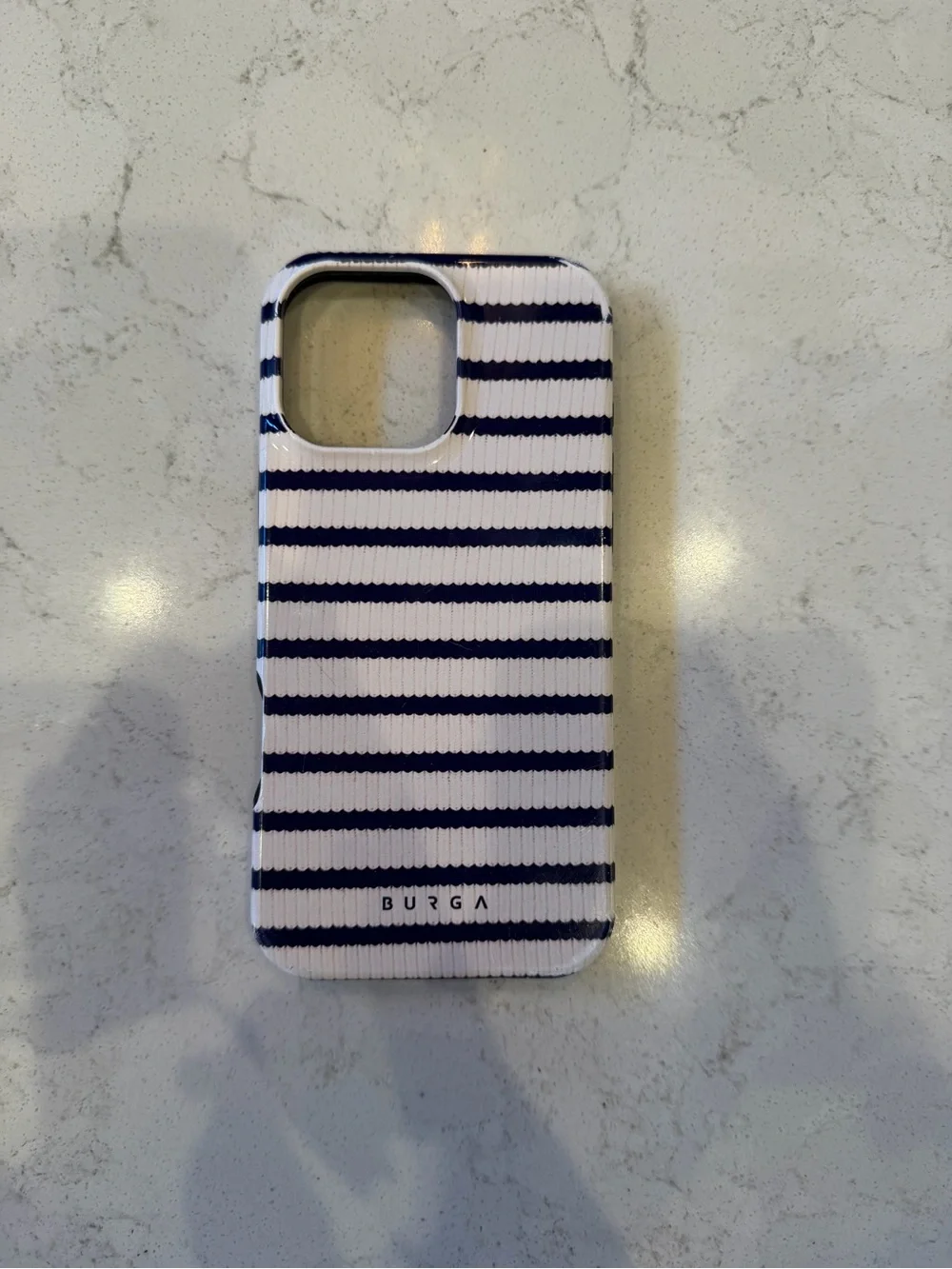 Navy & White Striped BURGA Phone Case for iPhone 16 Pro Max